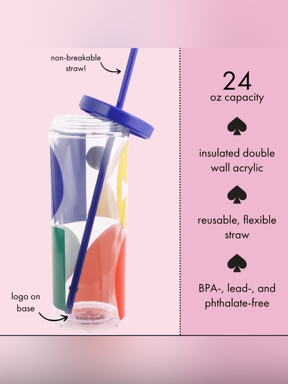 kate spade Color Block Acrylic Tumbler 24oz